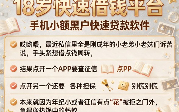 18岁快速借钱平台，概括5个手机小额黑户快速贷款软件