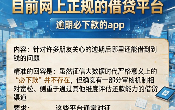 目前网上正规的借贷平台,概括五个逾期必下款的app