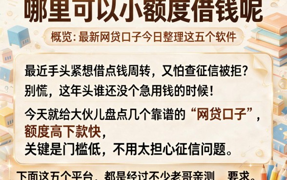 哪里可以小额度借钱呢，概览五个最新网贷口子今日整理这五个软件
