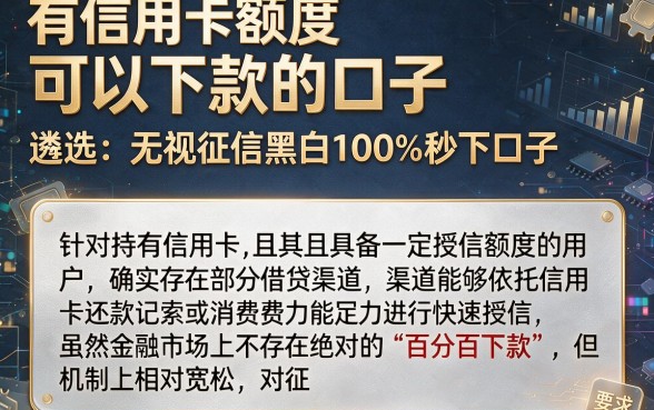 有信用卡额度可以下款的口子,遴选五个无视征信黑白100%秒下口子
