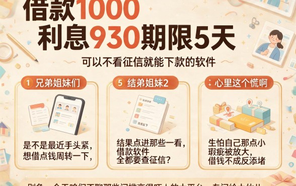 借款1000利息930期限5天，条列5个可以不看征信就能下款的软件