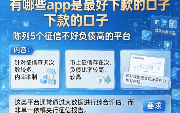 有哪些app是最好下款的口子，陈列5个征信不好负债高的平台