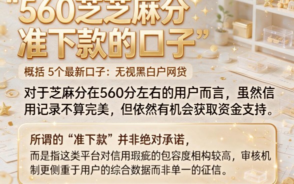 560芝麻分准下款的口子,概括5个最新口子无视黑白户网贷