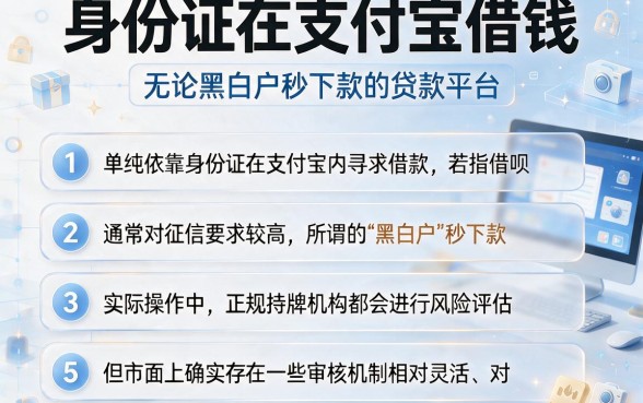身份证在支付宝借钱，条列5个无论黑白户秒下款的贷款平台