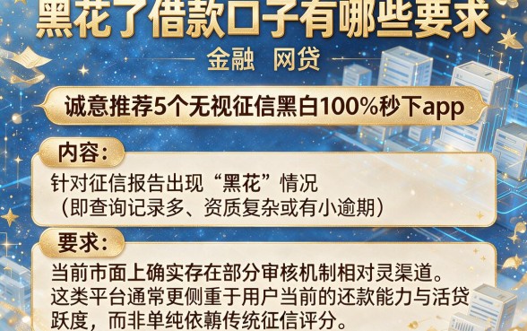 黑花了借款口子有哪些要求,诚意推荐5个无视征信黑白100%秒下app