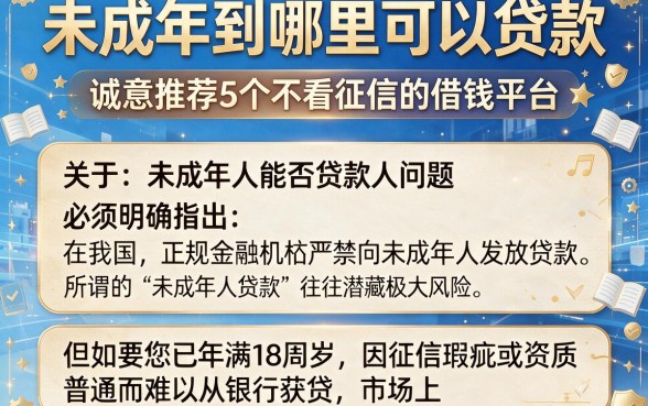 未成年到哪里可以贷款,诚意推荐5个不看征信的借钱平台
