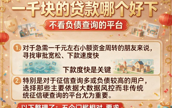 一千块的贷款哪个好下，整理五个不看负债查询的平台