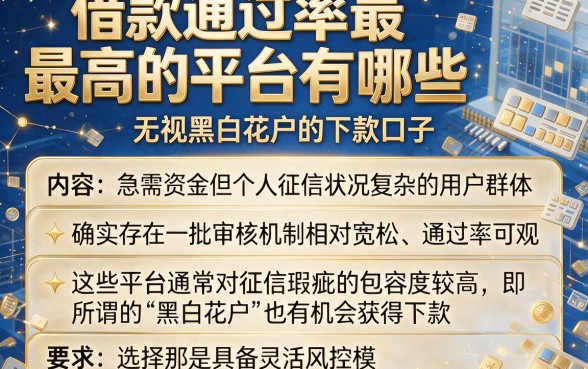 借款通过率最高的平台有哪些,概括5个无视黑白花户的下款口子
