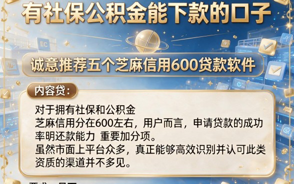 有社保公积金能下款的口子,诚意推荐五个芝麻信用600贷款软件