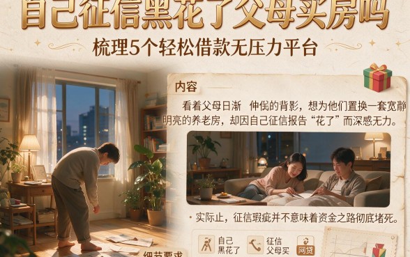 自己征信黑花了父母买房吗,梳理5个轻松借款无压力平台