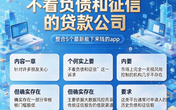 不看负债和征信的贷款公司，整合5个最新能下来钱的app