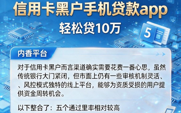 信用卡黑户手机贷款app，整合5个轻松贷10万的平台