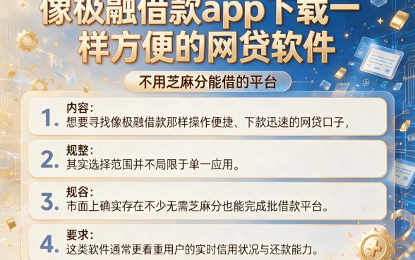 像极融借款app下载一样方便的网贷软件,规整五个不用芝麻分能借的平台