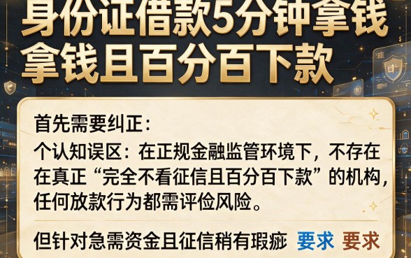 身份证借款5分钟拿钱，胪列5个不看征信无视黑白百分百下款网贷平台