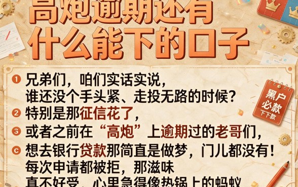 高炮逾期还有什么能下的口子,详尽说明五个黑户必下款的口子