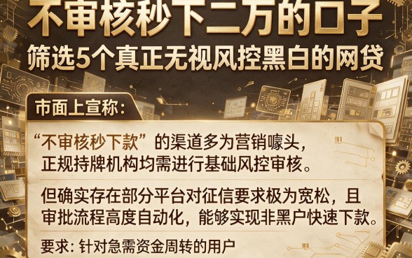 不审核秒下二万的口子,筛选5个真正无视风控黑白的网贷