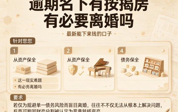 逾期名下有按揭房有必要离婚吗,概括五个最新能下来钱的口子