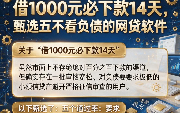 借1000元必下款14天,甄选五个不看负债的网贷软件