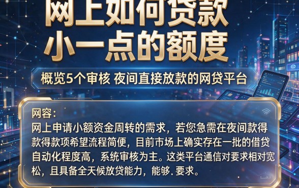 网上如何贷款小一点的额度,概览5个不审核夜间直接放款的网贷平台
