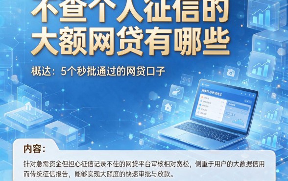 不查个人征信的大额网贷有哪些，概括5个秒批通过的网贷口子