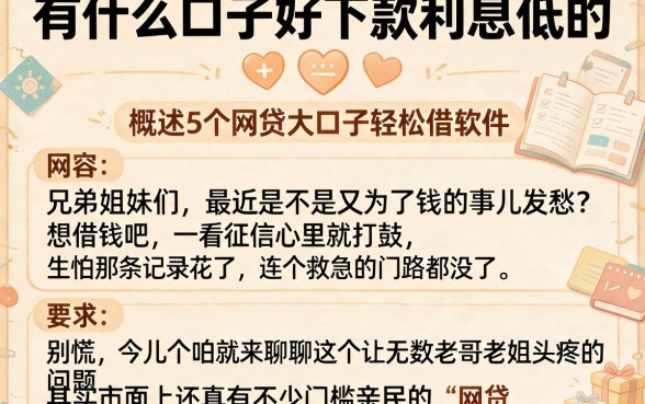 有什么口子好下款利息低的,概括5个网贷大口子轻松借软件