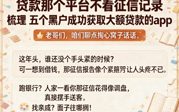 贷款那个平台不看征信记录,梳理五个黑户成功获取大额贷款的app