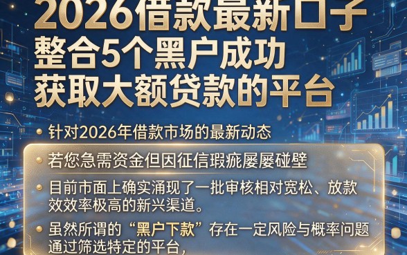 2026借款最新口子,整合5个黑户成功获取大额贷款的平台