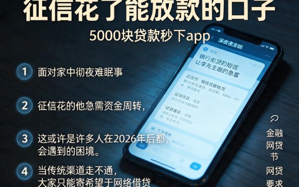 征信花了能放款的口子，条列五个5000块贷款秒下app