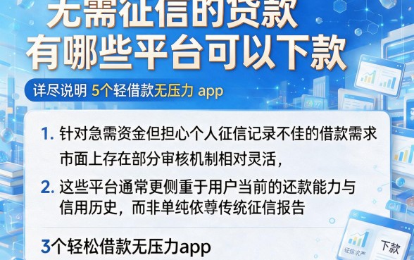 无需征信的贷款有哪些平台可以下款，详尽说明5个轻松借款无压力app