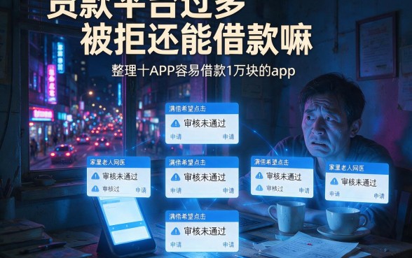 贷款平台过多被拒还能借款嘛,整理五个APP容易借款1万块的app