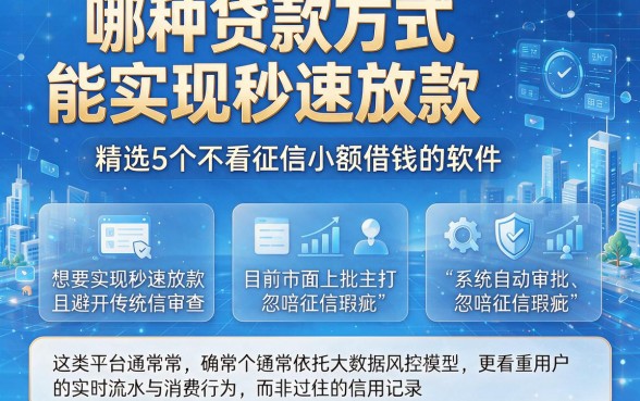 哪种贷款方式能实现秒速放款,精选5个不看征信小额借钱的软件