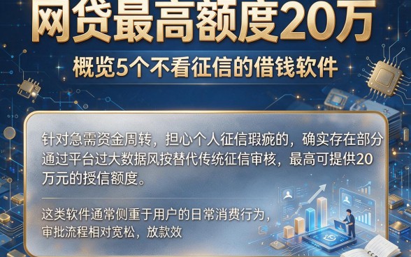 网贷最高额度20万,概览5个不看征信的借钱软件