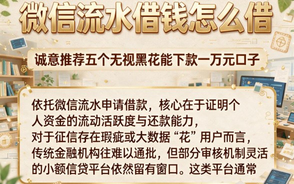 微信流水借钱怎么借,诚意推荐五个无视黑花能下款一万元口子