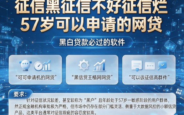 征信黑征信不好征信烂57岁可以申请的网贷，陈列5个黑白贷款必过的软件