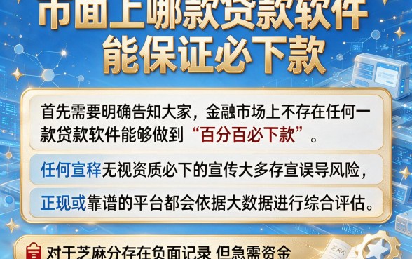 市面上哪款贷款软件能保证必下款,归纳五个芝麻分负面借款的口子