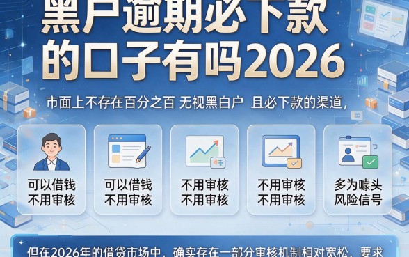 黑户逾期必下款的口子有吗2026,筛选五个可以借钱不用审核的软件