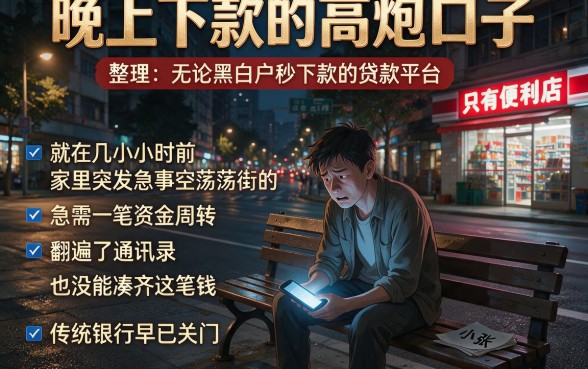 晚上下款的高炮口子,整理五个无论黑白户秒下款的贷款平台