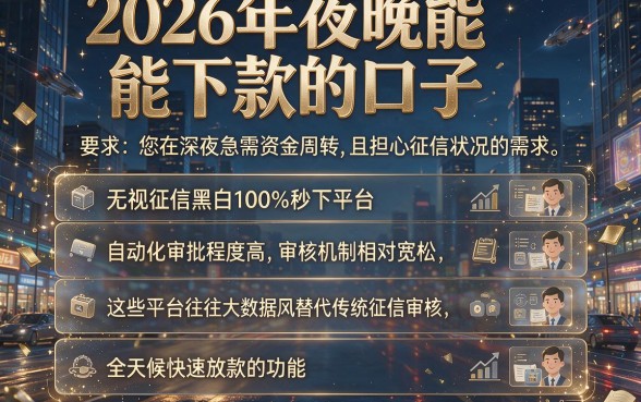 2026年夜晚能下款的口子,细致阐述五个无视征信黑白100%秒下平台