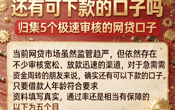 还有可下款的口子吗，归集5个极速审核的网贷口子