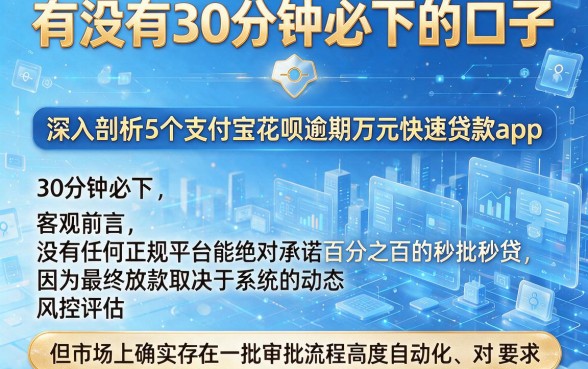 有没有30分钟必下的口子,深入剖析5个支付宝花呗逾期万元快速贷款app