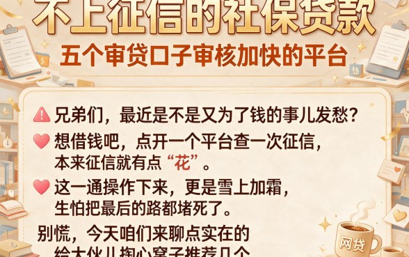 不上征信的社保贷款，细致阐述五个审贷口子审核加快的平台