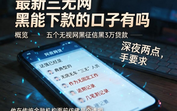 最新三无网黑能下款的口子有吗，概览五个无视网黑征信黑3万贷款