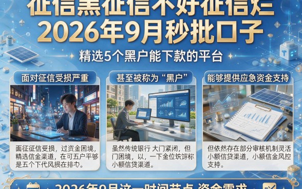 征信黑征信不好征信烂2026年9月秒批口子,精选5个黑户能下款的平台