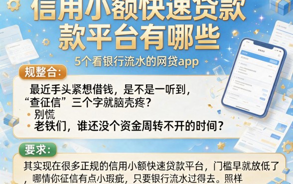 信用小额快速贷款平台有哪些,规整5个看银行流水的网贷app