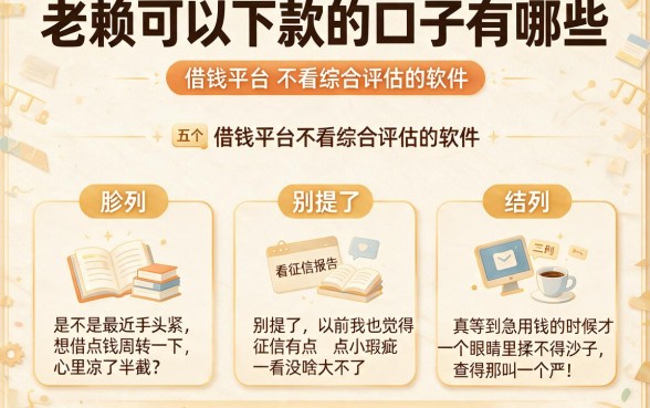老赖可以下款的口子有哪些,胪列五个借钱平台不看综合评估的软件
