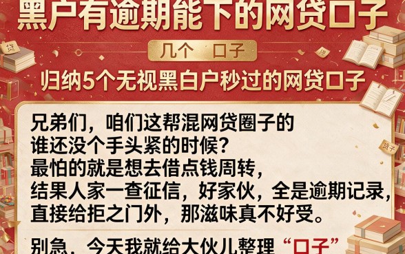 黑户有逾期能下的网贷口子，归纳5个无视黑白户秒过的网贷口子