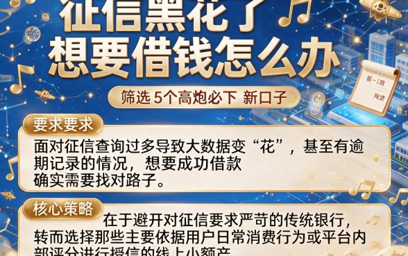 征信黑花了想要借钱怎么办,筛选5个高炮必下的新口子