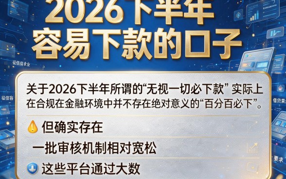 2026下半年容易下款的口子，概括五个无视一切必下款的口子