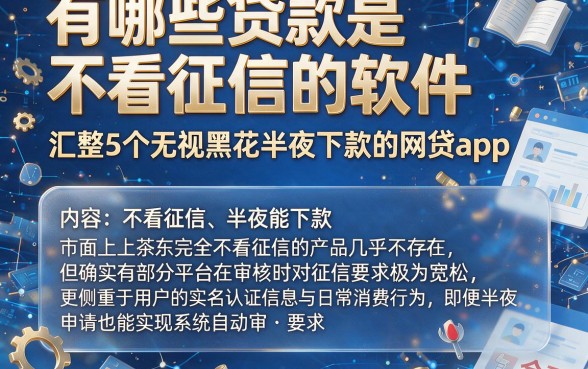 有哪些贷款是不看征信的软件,汇整5个无视黑花半夜下款的网贷app
