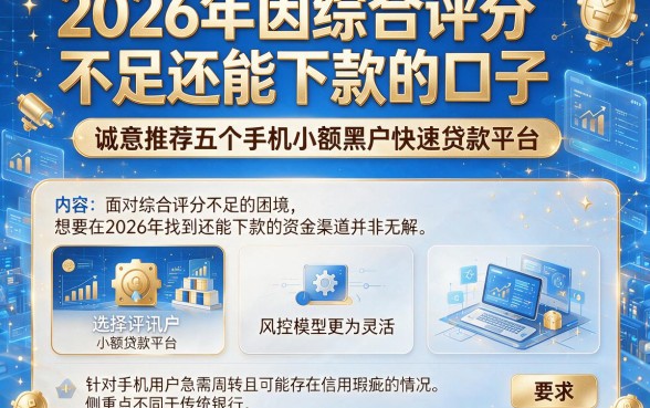 2026年因综合评分不足还能下款的口子,诚意推荐五个手机小额黑户快速贷款平台